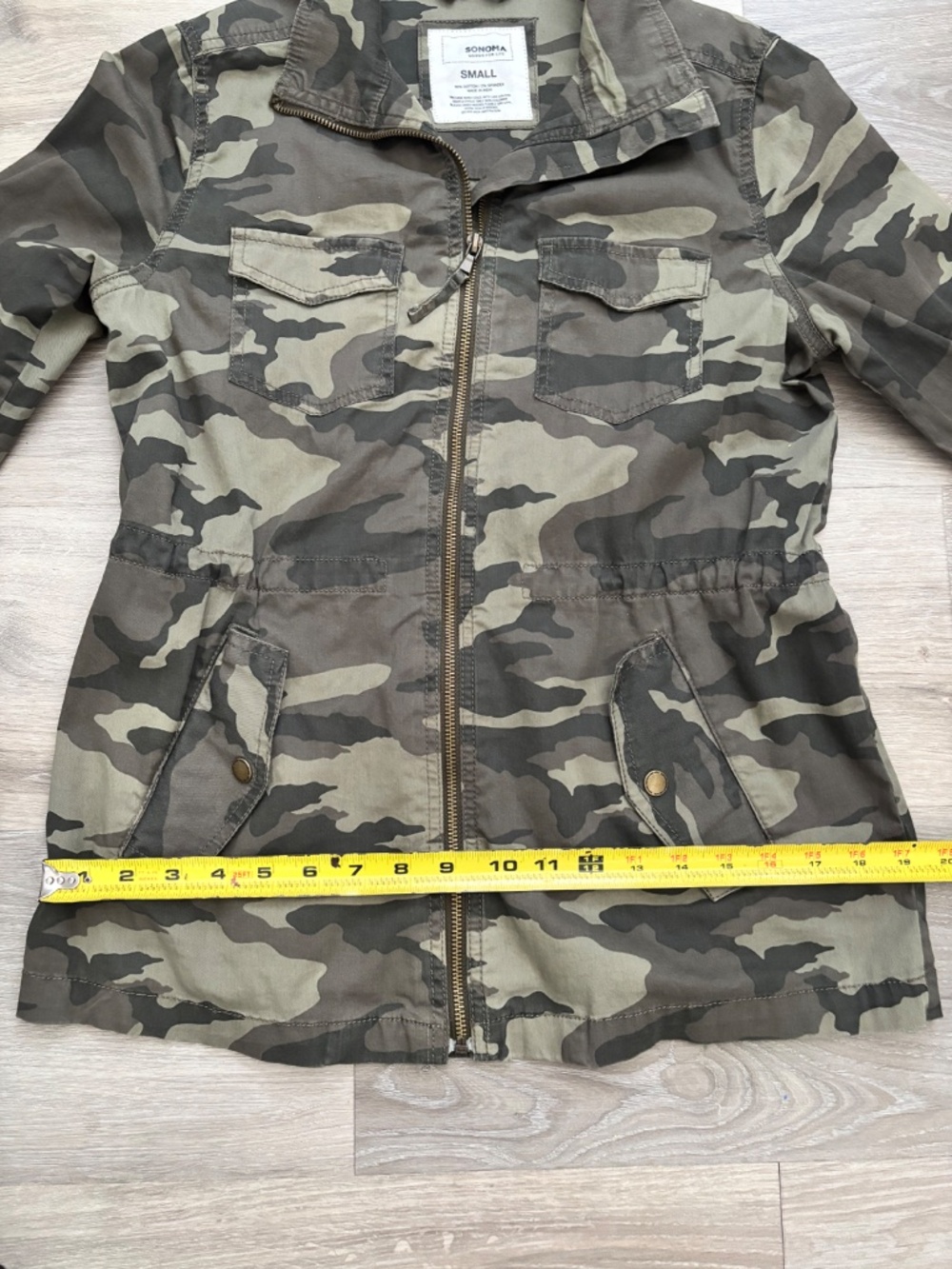 Womens Camouflage Camo Cargo Utility Military Jacket Full Zip Gorpcore Sonoma S - Picture 8 of 10